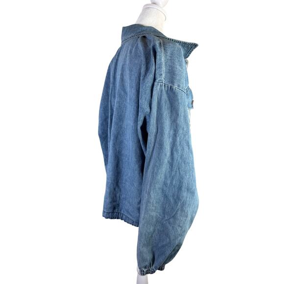 Vintage County Seat Denim & Plaid Zip Jacket S 80s‎ 90s Gorpcore Cottagecore - Picture 5 of 12